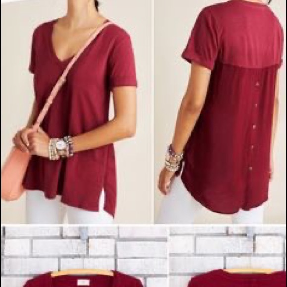 Anthropologie Tops - Anthropolgie Dorthea Button Back Tee SHIRT NWT